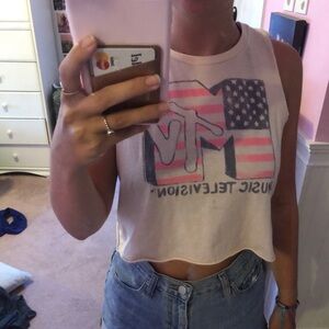 American Eagle graphic muscle tank crop top